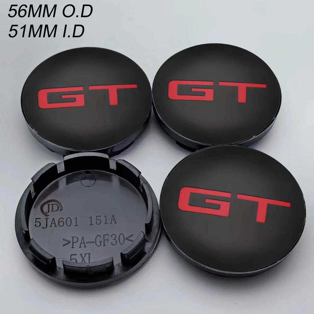 4Pcs 56MM Universal GT Logo Car Wheel Center Hub Caps Auto Rim Cover Sticker