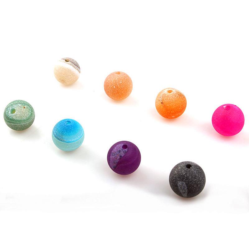 Natural Multi-color Frosted Agate Loose Beads for DIY Jewelry Accessories