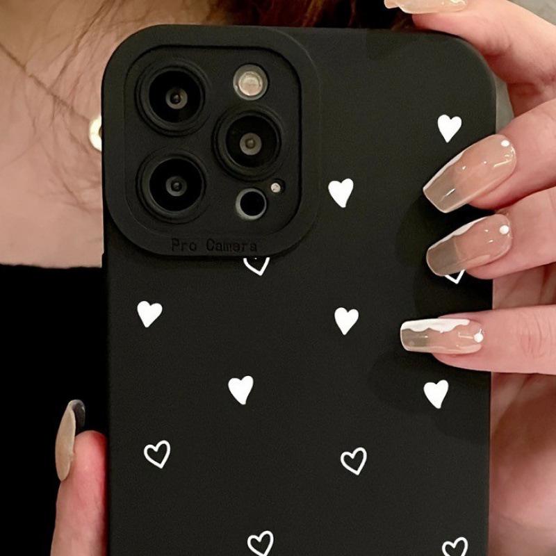 White Heart Soft Phone Case for iPhone 12/13/14/15/16/Pro/ProMax