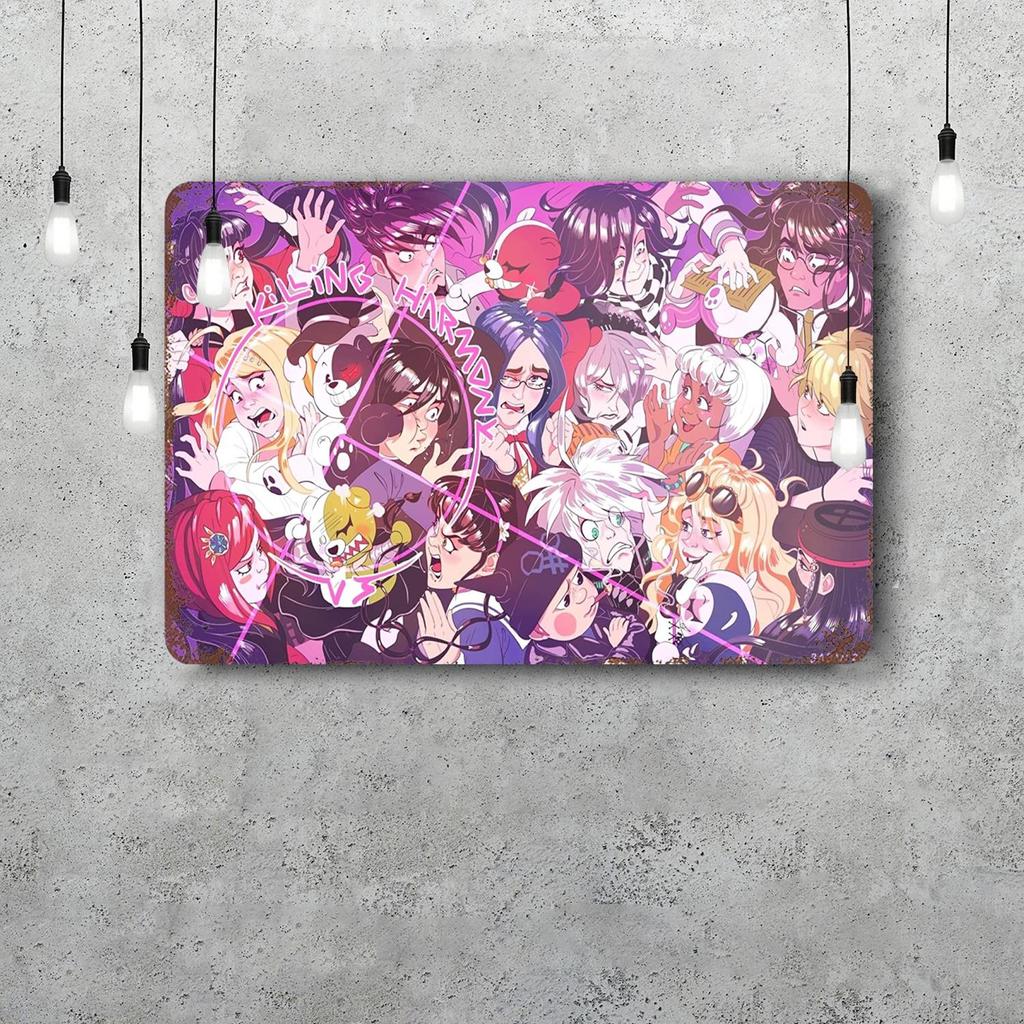 monokuma Cartoon Retro Vintage Tin Sign Poster Decorative Plaque Metal Plate Wall Decor