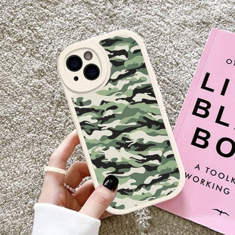 Camouflage Camo Military Army Phone Case For IPhone 16 15 14 11 12 13 Pro Max Plus Back Leather Shell