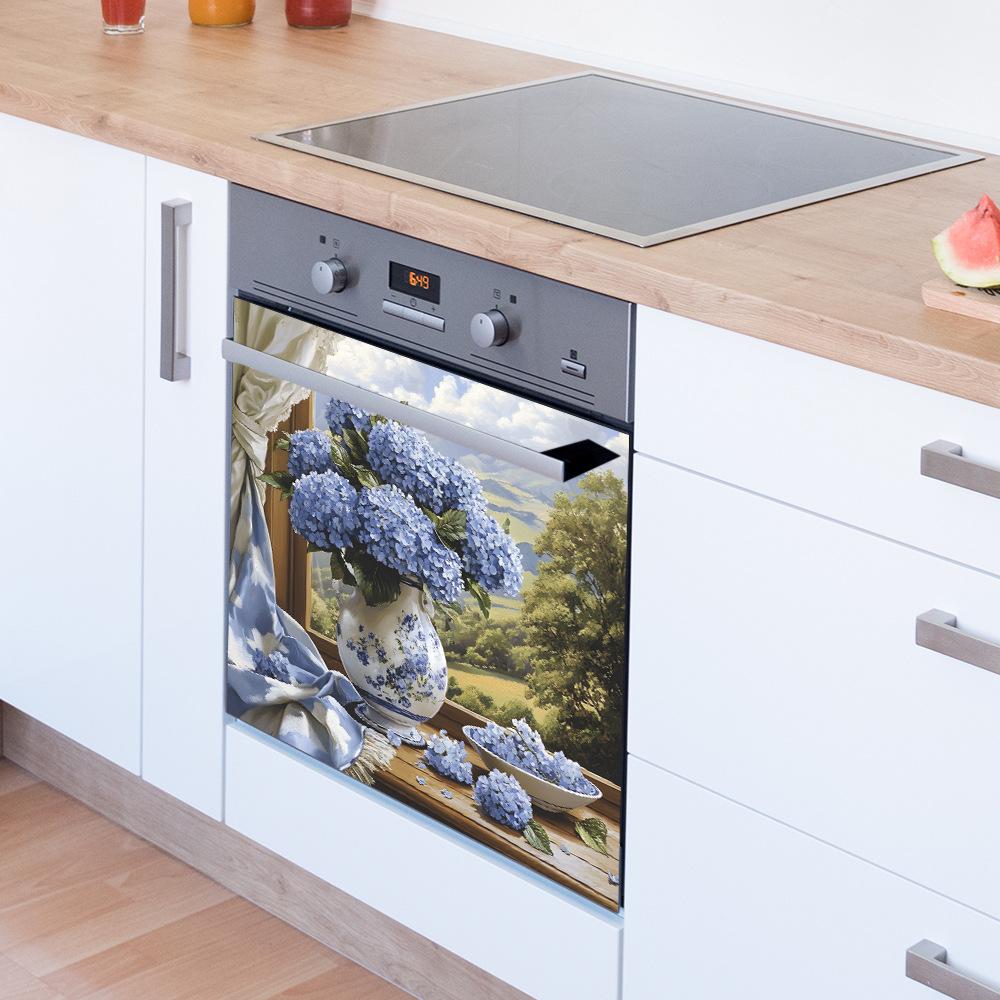 Hortensie Albastră Pictată Bucătărie Sală de Mese Fundal Acasă Amenajare Peisagistică Autocolante de Perete Decorative