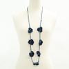 45R 71290134 Leather Pansy Beads/Leather Cord Necklace Indigo blueUsed