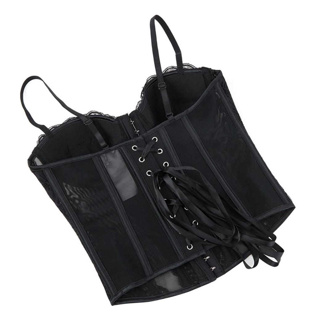 Women's  Sexy LaceBack Zip Corset Top Bustier G-string Body Shapewear