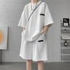 Autumn Waffle Sets Men's Casual T-Shirts + Shorts Set Male Sports Basketball Suit Tracksuit Loose Thicken Suits
