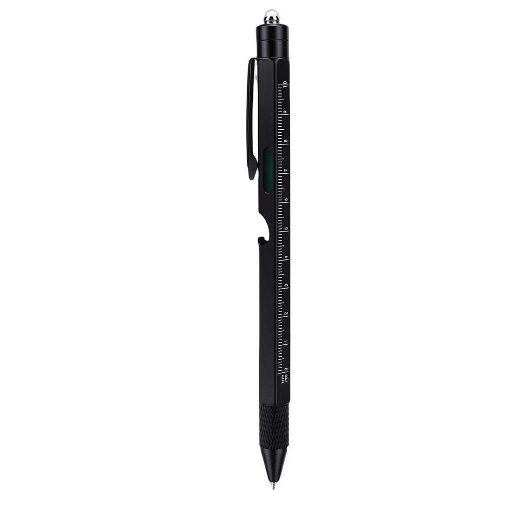 9 in 1 Multitool Pen LED Flashligt Bottle Opener Rubber Touch Screen Pen Ballpoint Pen Screwdriver Level Ruler Tool Pen