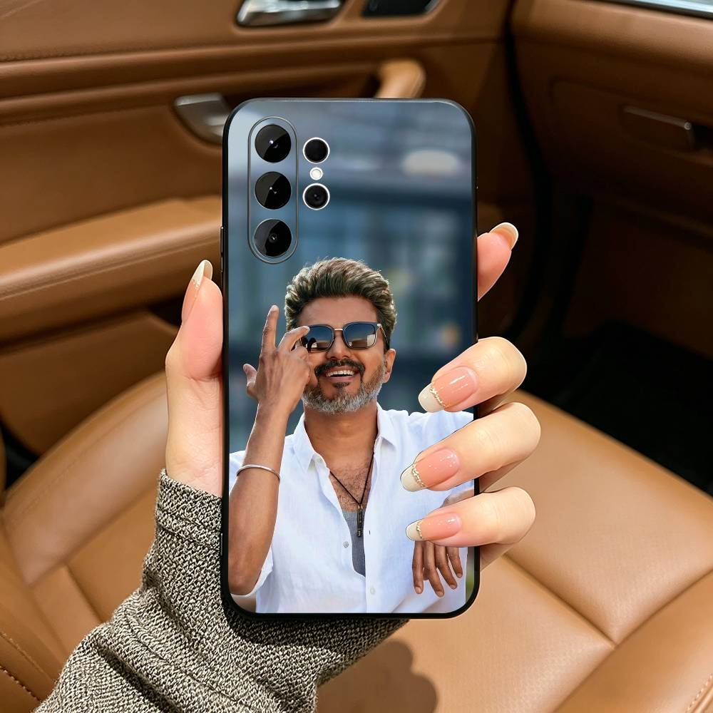 Thalapathy Vijay India Soft Silicone Case for Samsung S25, S24, S21, S22, S23, S30, Ultra, S20, Plus, FE, Lite-Black