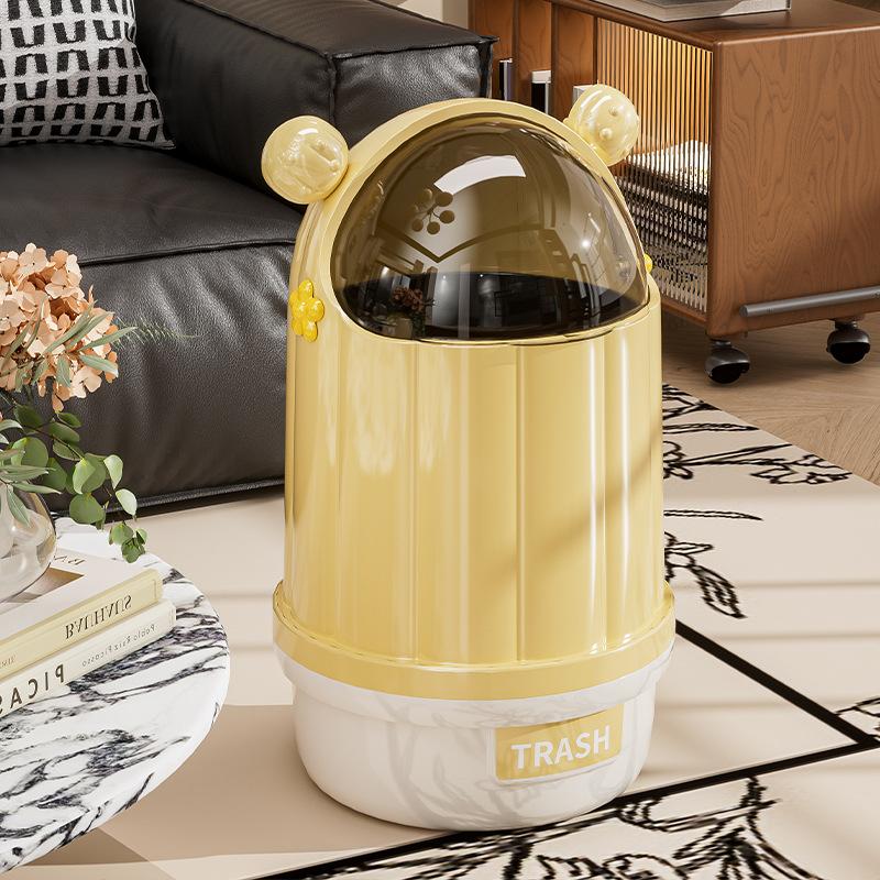 Garbage Can Household Large Capacity with Lid Bedroom Storage Bucket Living Room Cute Children's Room Cartoon Garbage Can