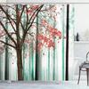 Autumn Shower Curtain,Fall Season Theme Forest Tree Leaves On An Abstract Woodland Background Bathroom Curtains With Hooks