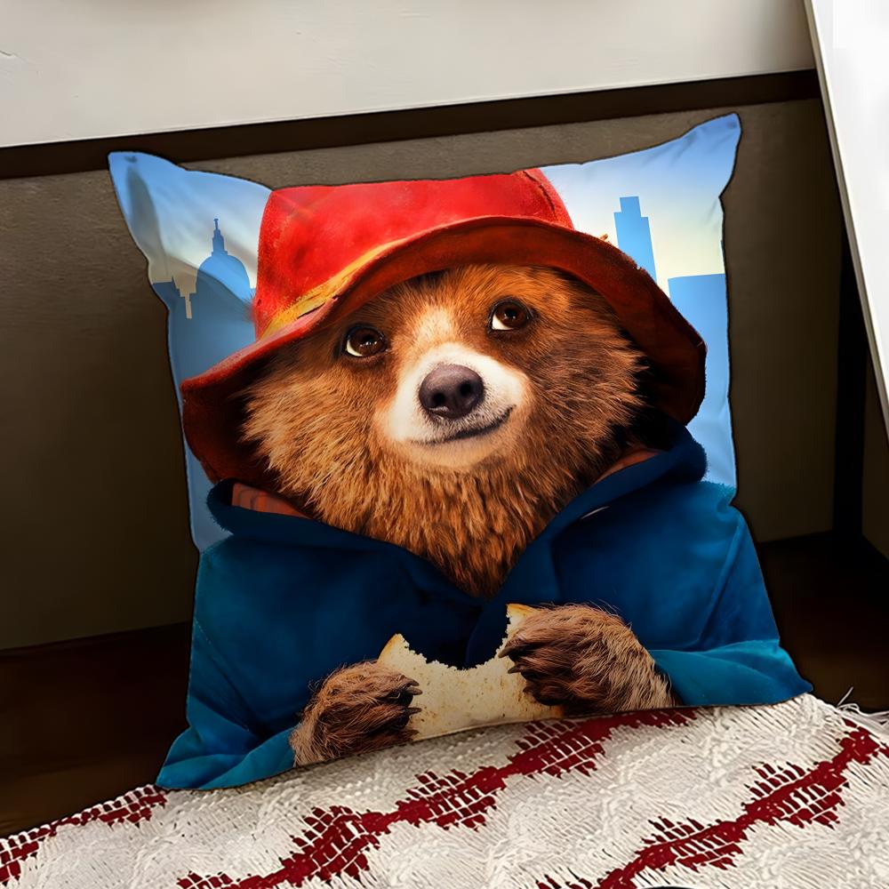 cartoon PPaddington BBear Cushion Cover Reversible Soft Durable Pillow Cover Home Car MultiScene Use for Daily Comfort