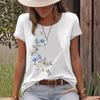 T-shirt Short Sleeved Women's Floral Print Round Neck Loose Short Sleeved T-shirt