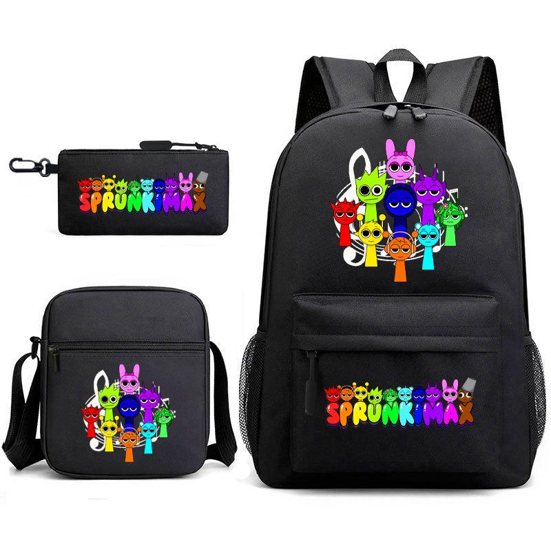 Anime Cartoon Backpack Sprunki Large Capacity Primary School Student Schoolbag Satchel Pencil Case