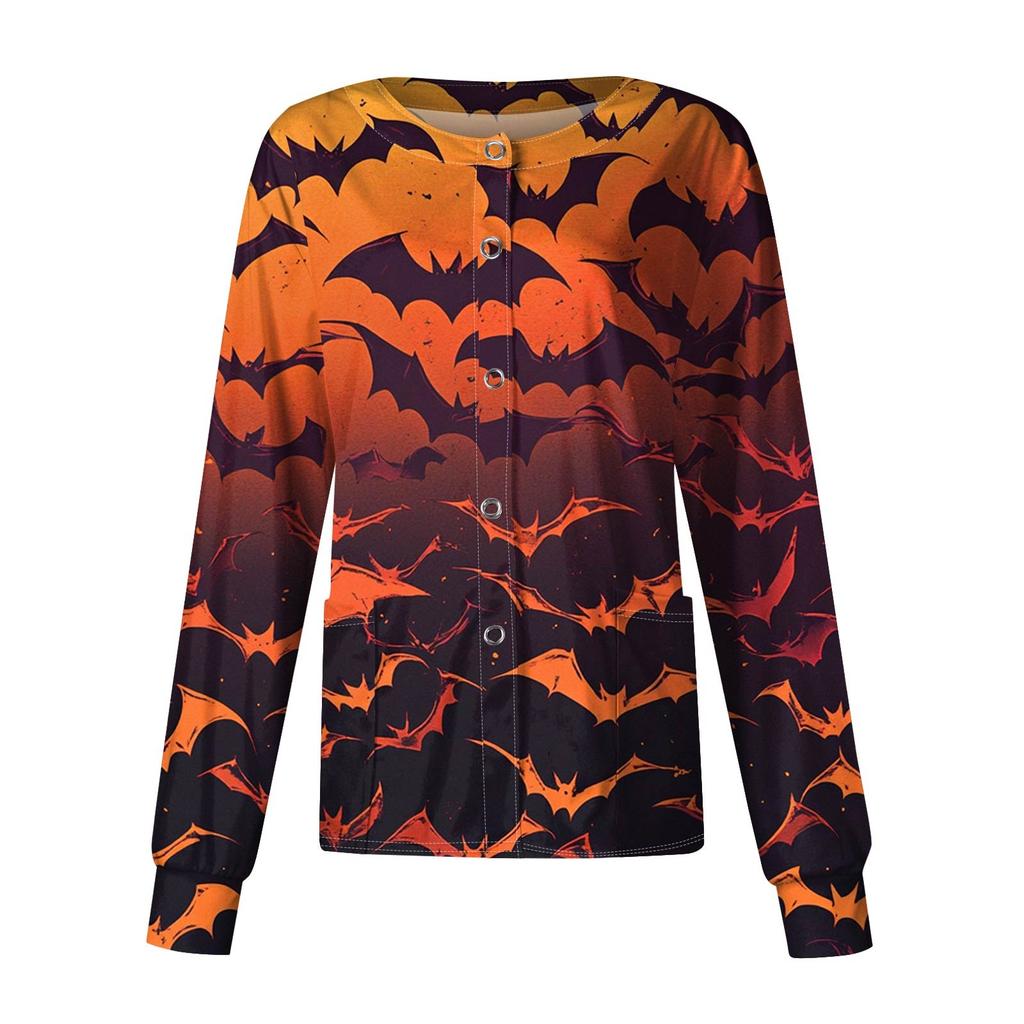 Dámské ležérní oblečení s dlouhým rukávem, jednořadové halloweenské oblečení s potiskem Cardigan Top oblečení Uniformy