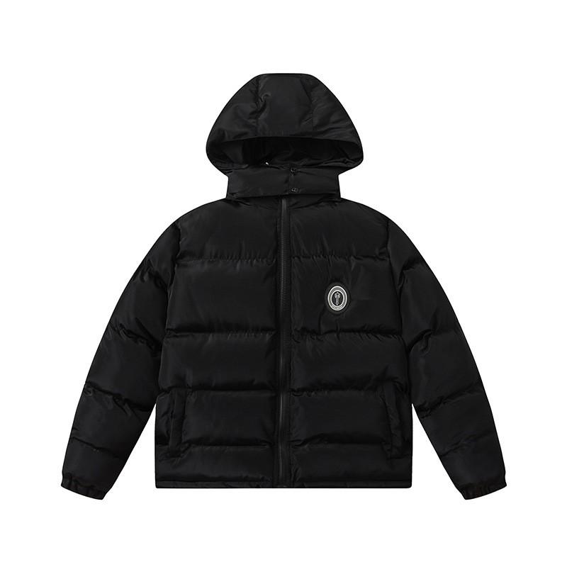 Couple Retro Stand-Up Collar Letter And Small Label Embroidered Zipper Down Warm Jacket