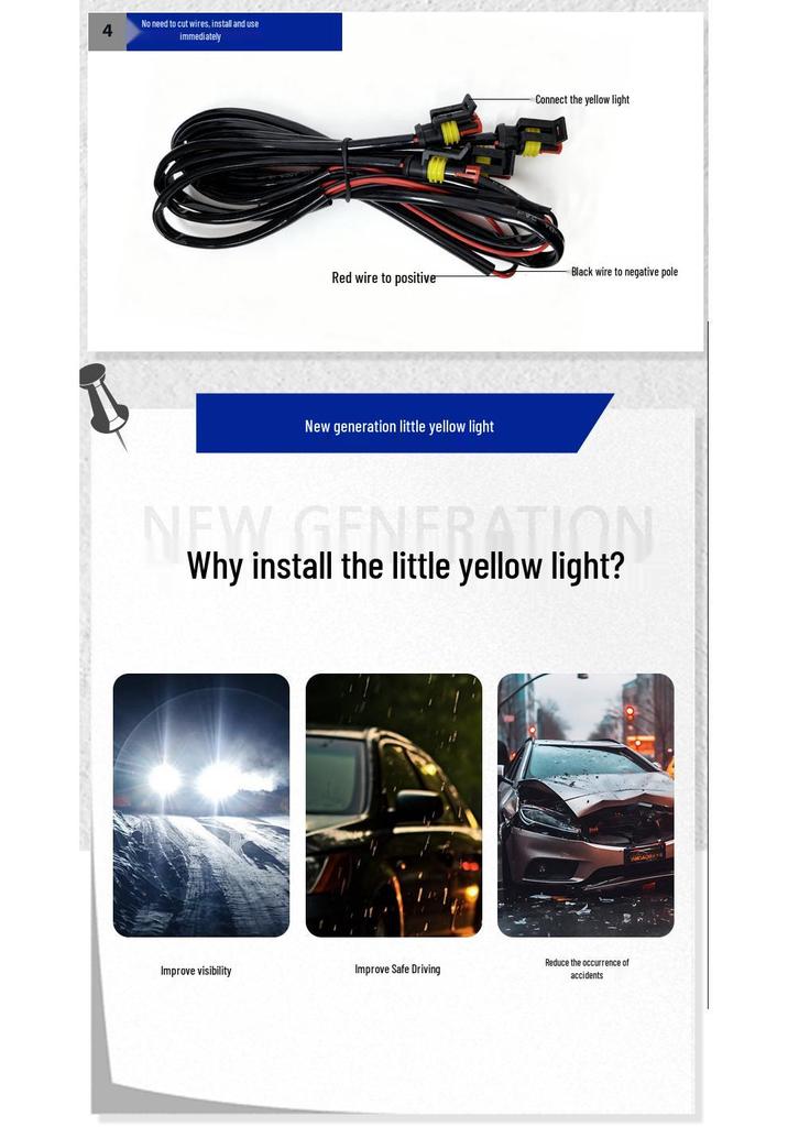 Universal LED Daytime Running Lights: Small Yellow Grille Lights for Pickup Trucks with 4 LED Beads
