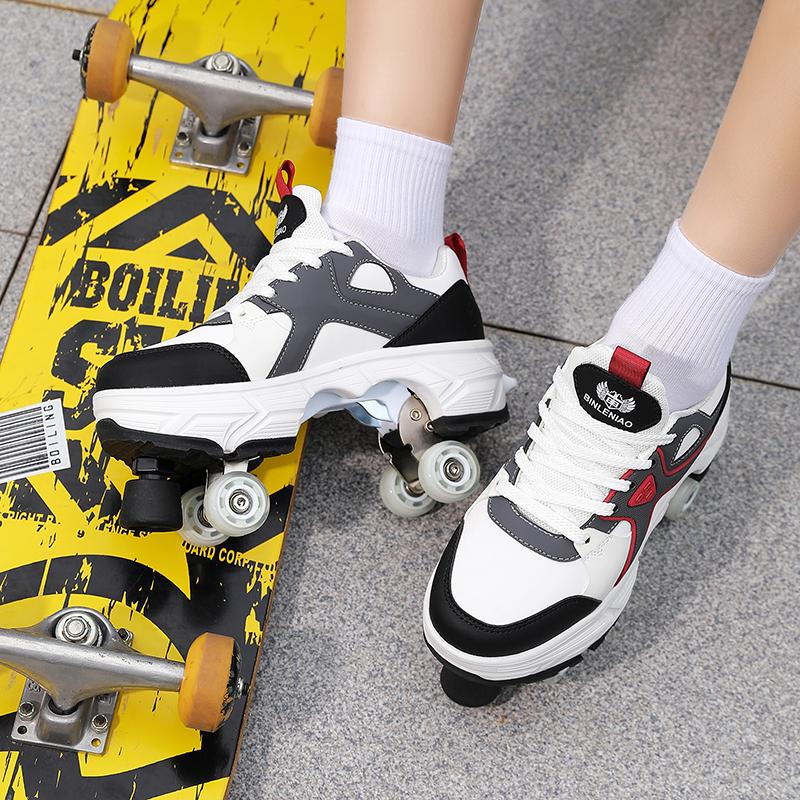 Scarpe Deformabili da Passeggio a Quattro Ruote per Bambini/Uomo Pattini a Rotelle da Uomo/Donna Pattini da Bambino Scarpe Sportive a Due Ruote per Ragazzi e Ragazze