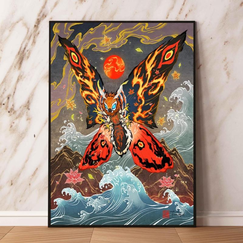 Lugia Ho-Oh Pokemon Unframed Canvas Painting Comic Themed Anime Wall Decor Unique Collection Enhance Your Living Space