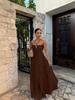Europäisches/Amerikanisches Trägerloses Plissee-Neckholder-Kleid - Damen Sommer Einfarbig Ärmellos Strand Resort Kleidung