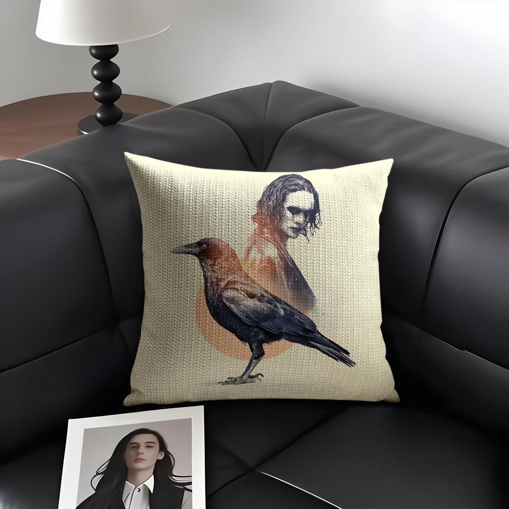 T-The C-Crow Movie Cushion Cover Natural Linen Organic Fabric Double-Sided Printing Sofa Home Decor Gift Pillow Case