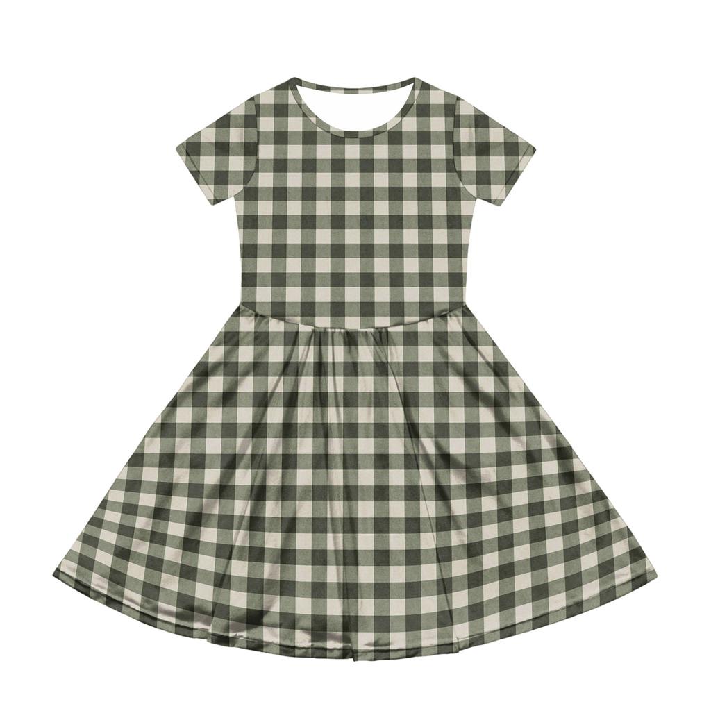 Mädchen Sommerkleid Farbe & Muster Kurzarmkleid Mit Tasche Freizeitkleid Kurze Ärmel Partykleid Ostertag