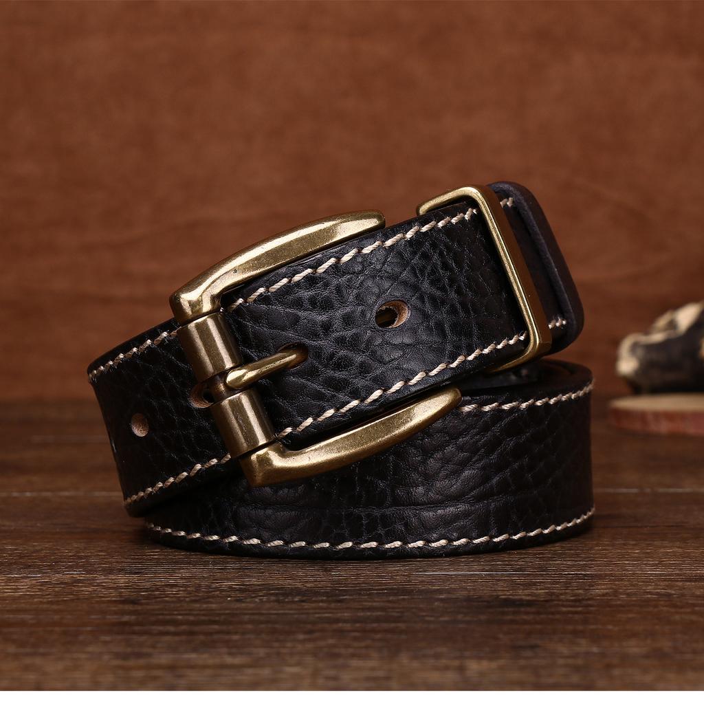 Neuer Retro Personalisierter Ledergürtel Herren Kupferschnalle Lokomotiv-Jeansgürtel Trendig