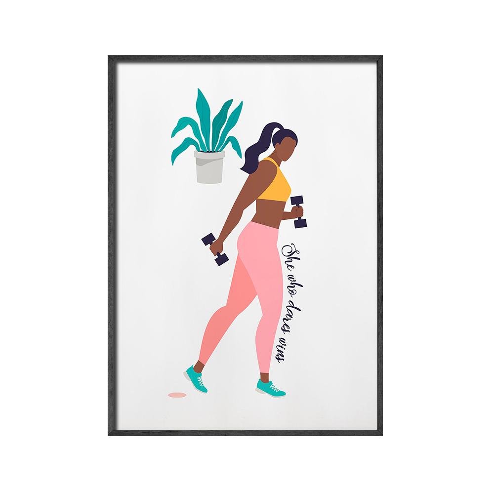 Modern Art Oil Painting Fitness Yoga Canvas Painting Print Women Posters and Prints Gym Room Empowerment Quote Wall Decoration