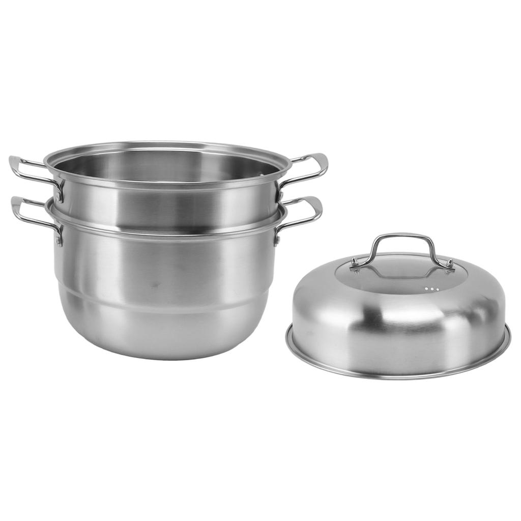 Stainless Steel Steam Pot with Handles On Both Sides Multi Layer Thick Steam Pot Cookware Pot with