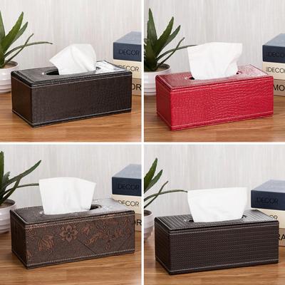 Stylish Faux Leather Napkin Holder Home Car Tissue Case Box Paper Storage Pouch
