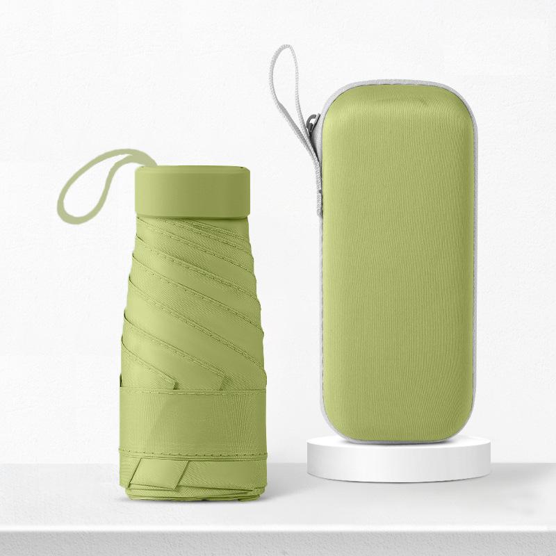 Mini Umbrella Capsule Umbrella Rain and Sun Protection Outdoor Travel Portable Sunshade Umbrella with Storage Box Zwq