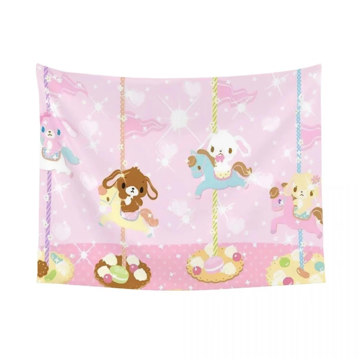 Sanrio Sugarbunnies Anime Printed Large Tapestry Wall Hanging Hippie Wallpaper Kawaii Cartoon Decoration Living Room Bedroom Hom 74x94cm(29x37in)