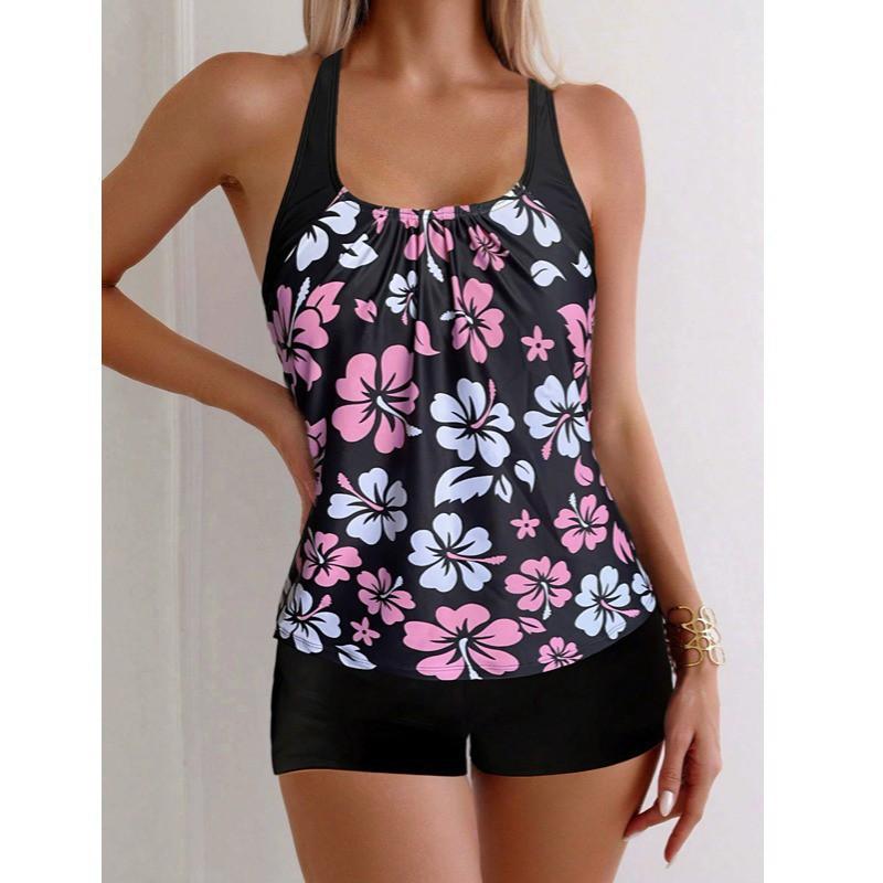 Split Swimsuit Suit Women's Tankini Printed Vacation Boxers Two-piece Set