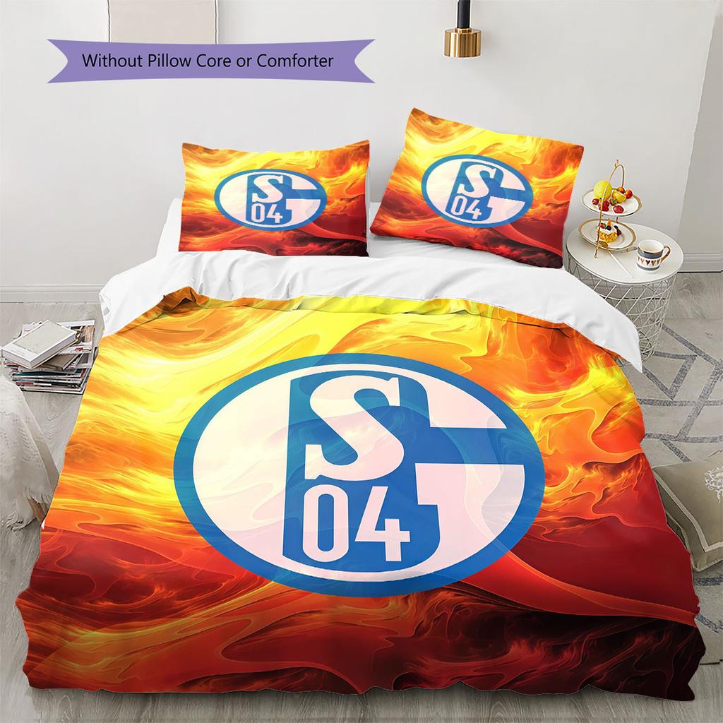 Set Copripiumino Trapuntato con Logo Schalke Federa Decorazione per la Casa Regalo di Compleanno (1 * copripiumino + 2 * federa, senza nucleo)