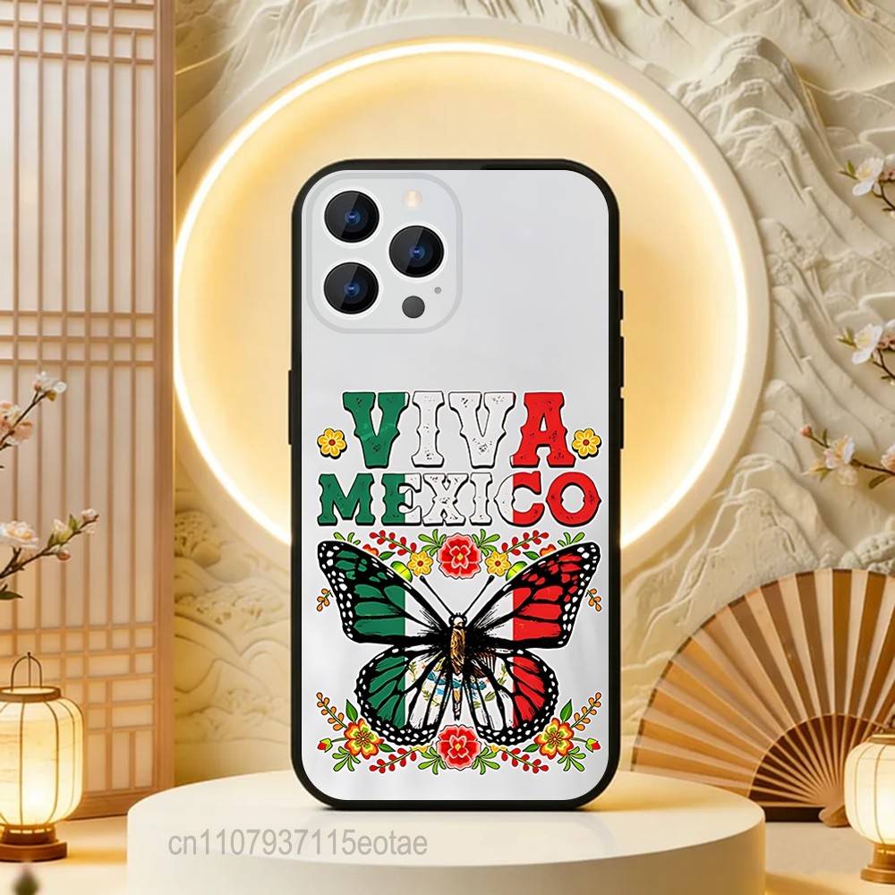 Mexico National Emblem Flag Phone Case For iPhone 17,16,15,14,13,12,11,Pro,Max,Plus,E,Air,Mini Protective Black Cover