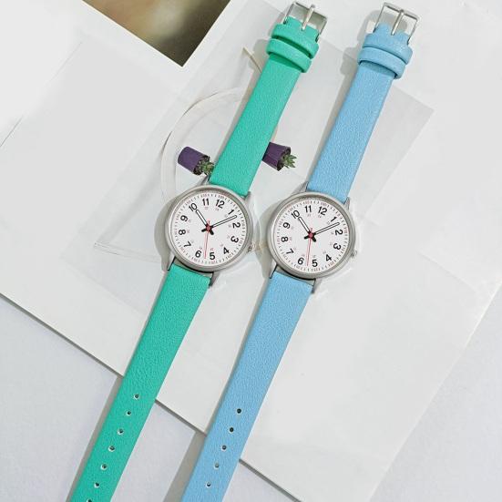 Luminous Digital Watch with Soft Faux Leather Strap 24 Hours Time Round Dial Quartz Women Fashion Wrist Watch