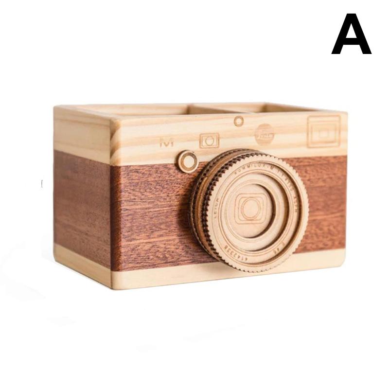 

Креативная камера, деревянный держатель для карандашей, домашний настольный органайзер для макияжа, подставка, чехол, держатель для ручек