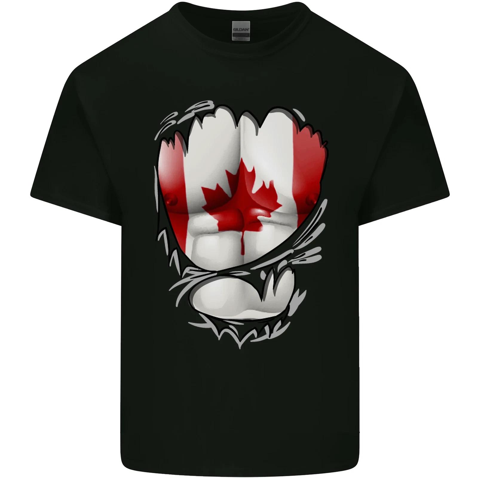 Gym Canadian Maple Leaf Flag Muscles Canada Kids T-Shirt Childrens S