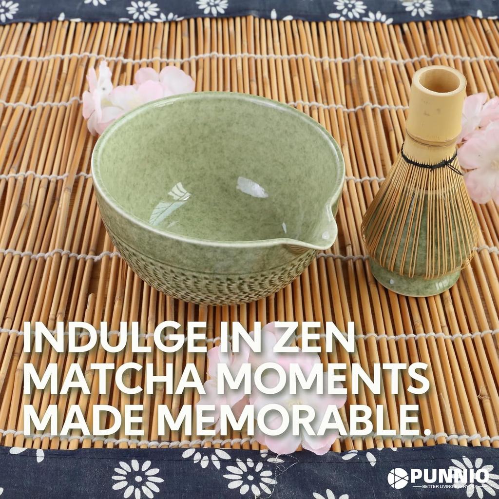 Japanese Matcha Bowl, Glazed Ceremonial Matcha Bowl with Whisk Holder for Matcha Powder/Matcha Tea/Japanese Matcha, 2 Color Options