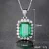 2026 New Square Zircon Women's Necklace Green Crystal Pendant Anniversary Party Accessories Box Chain Zircon Gifts