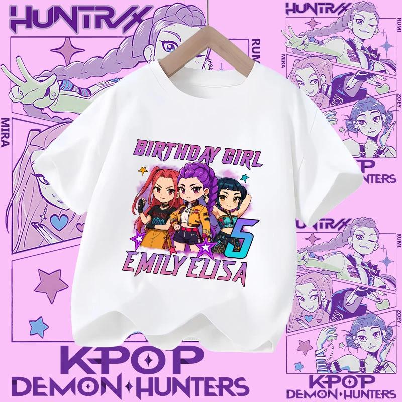 2026 Hot Movie Soft Polyester Baby Girls T Shirt Children's Clothing KPop Demon Hunters Fans Gifts Kids Clothes Fashion Casual Tops