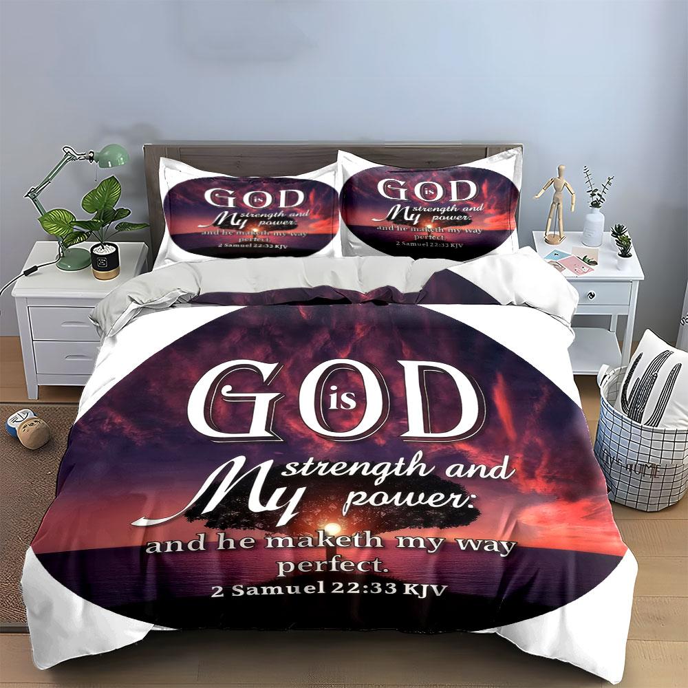 Inspirational Religious Set For Reflection Kid'S And Adults' Bedroom Decor, Exquisite Three-Piece Bedding Set Gift