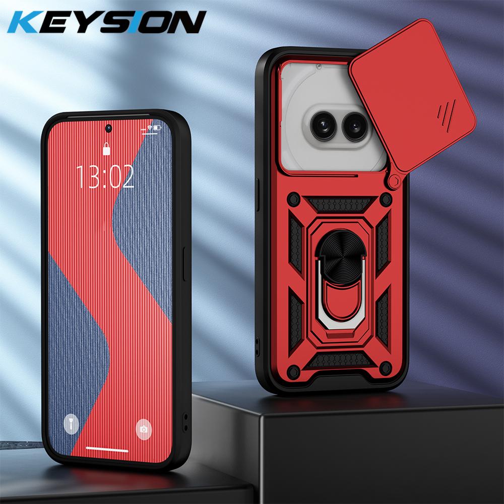 

KEYSION Противоударный бронированный чехол для Nothing Phone 2A Plus Slide Camera Protection Ring Stand Phone Back Cover для Nothing Phone 2A for Nothing 2A Plus красный