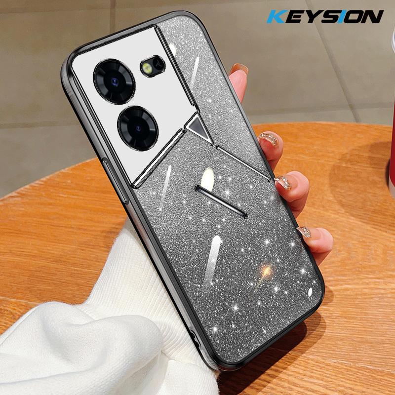 

KEYSION Luxury Plating Glitter Phone Case for Infinix Pova 5 Pro 5G Transparent Soft TPU Shockproof Back Cover for Infinix Pova 5 Pro for Infinix Pova 5 Pro чёрный