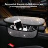 Bling Car Armrest Box Cushion With Side Phone Pocket Rhinestones Auto Center Console Protector Pad For Women Interior Accessorie
