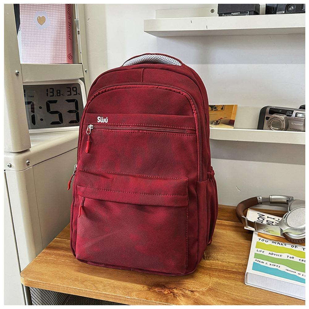 New simple solid color backpack large capacity water-proof junior high school high school student schoolbag 15.6 inch travel backpack