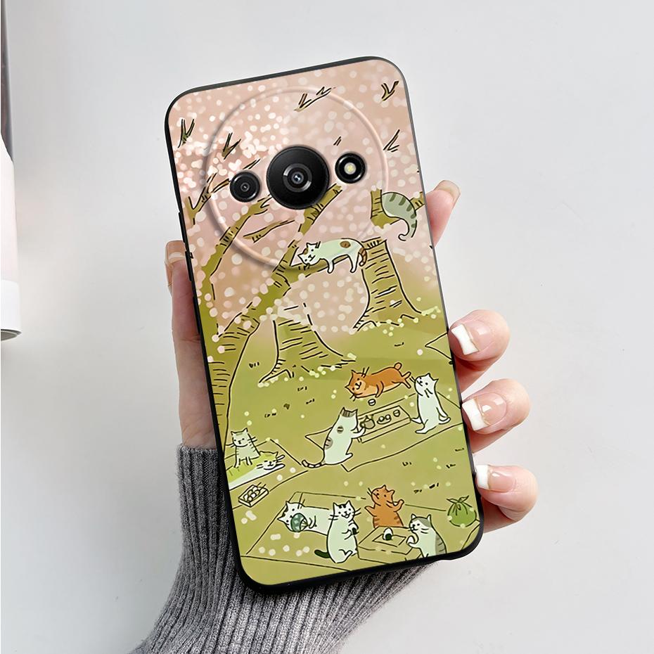 For Funda Redmi A3 Case Redmi A3 2024 Back Cover Stylish Painted Soft Silicone Phone Case for Xiaomi Redmi A3 A 3 RedmiA3 Bumper