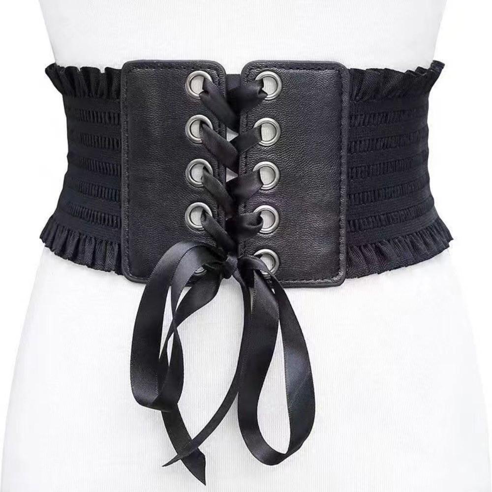 Strap Rope Elastic Pleated Cummerbunds Adjustable Elastic High Wide Belt Party
