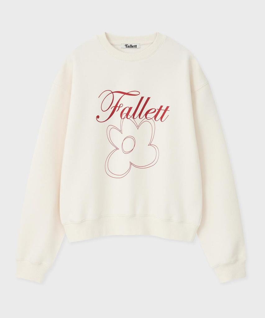 FALLETT Flower Drawing Sweatshirt Ivory
