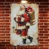 SANTA CLAUS Metal Wall Art Vintage Decor, Holiday Sculpture Sign Home Décor, Aluminum Iron Rustic Plaque for Christmas Gift Pres