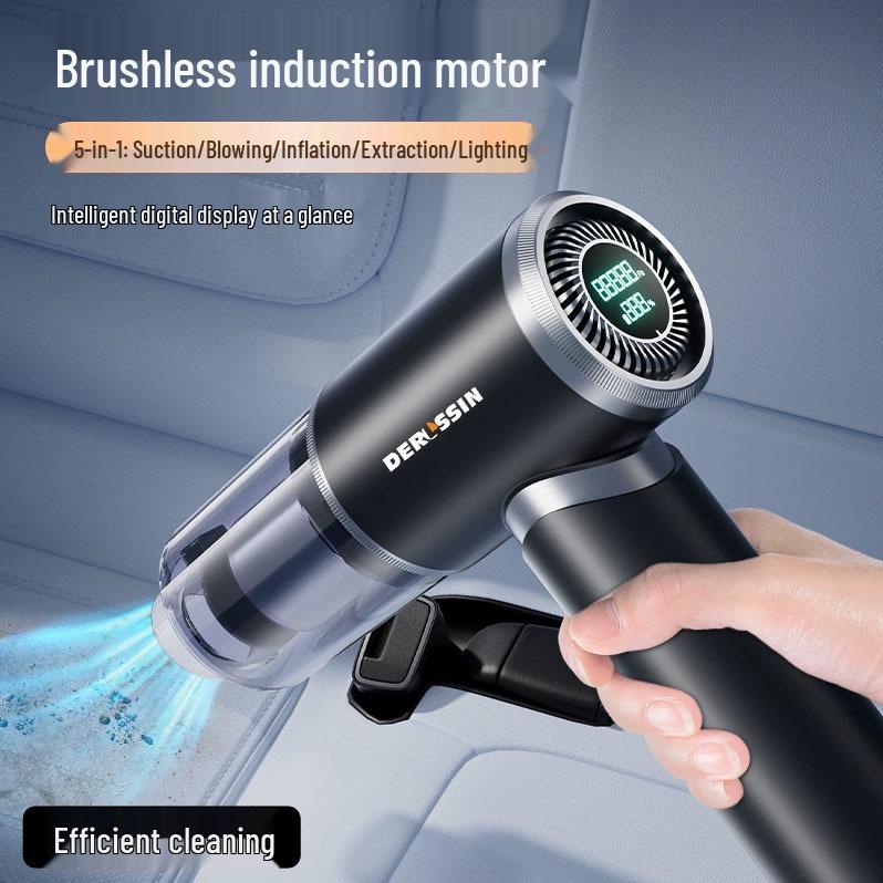 Portable Wireless Vacuum Cleaner: High-Suction Blow-Suction Integrated with Digital Display and Brushless Motor for Cars