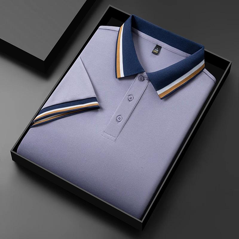 New Men's Business Casual Short Sleeved Shirt Solid Color Polo Shirt Fashionable Breathable Comfortable Versatile Top
